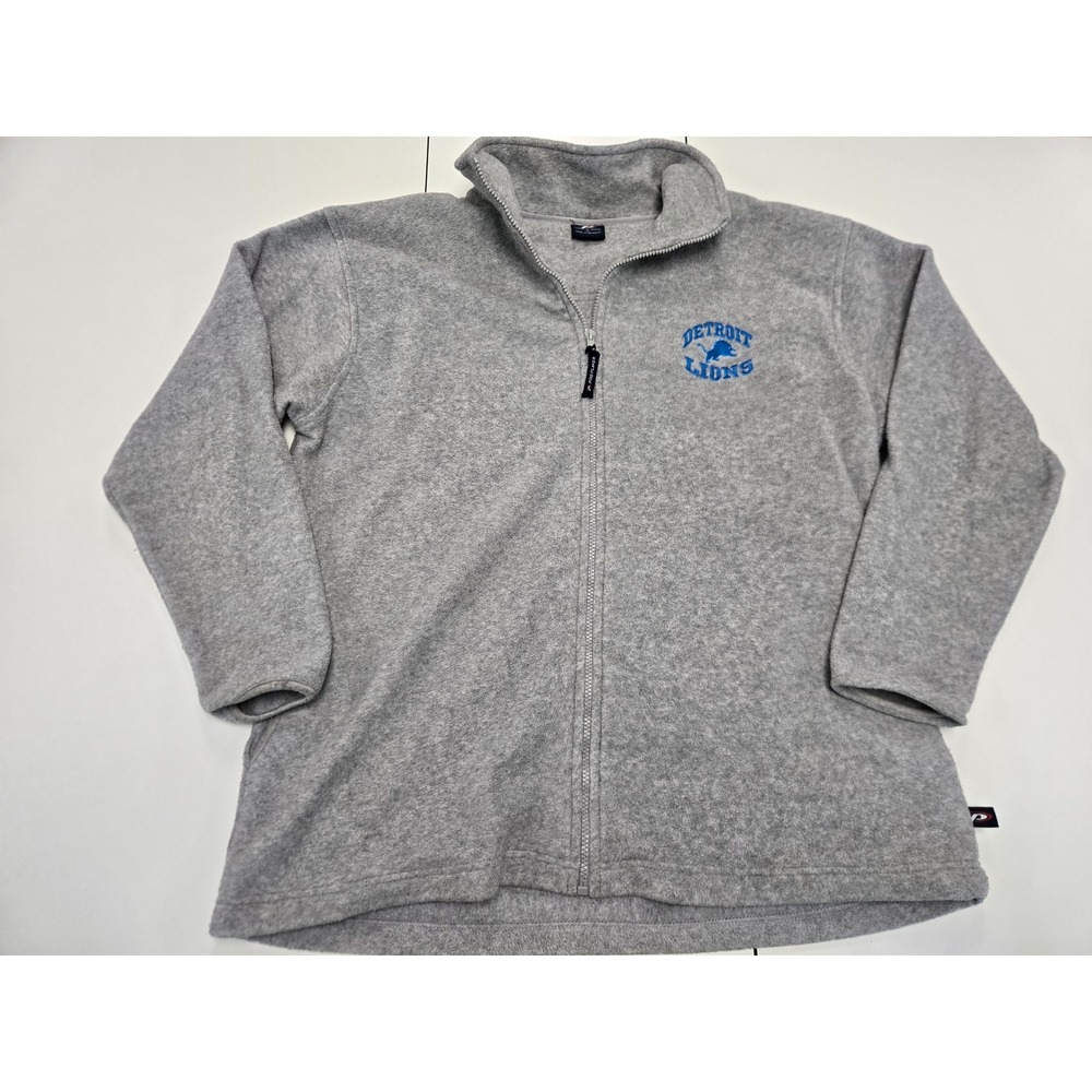 Pro Player Detroit Lions Fleece Jacket Mens Large Gray Full Zip NFL Football